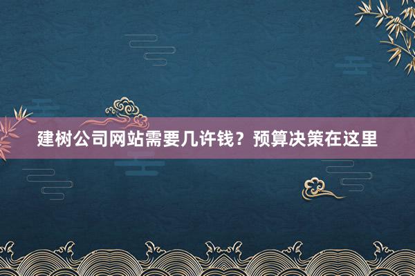 建树公司网站需要几许钱？预算决策在这里