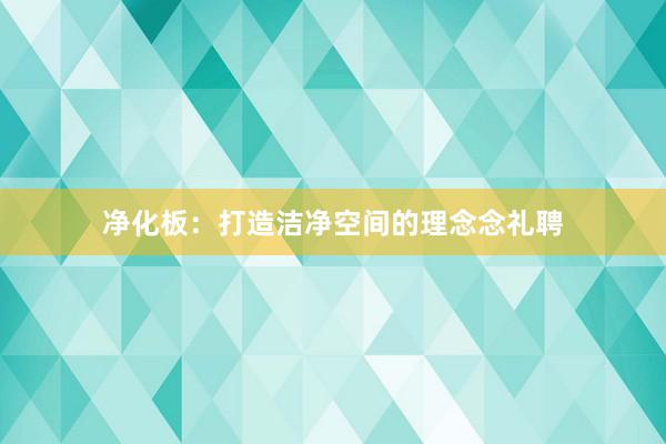 净化板：打造洁净空间的理念念礼聘